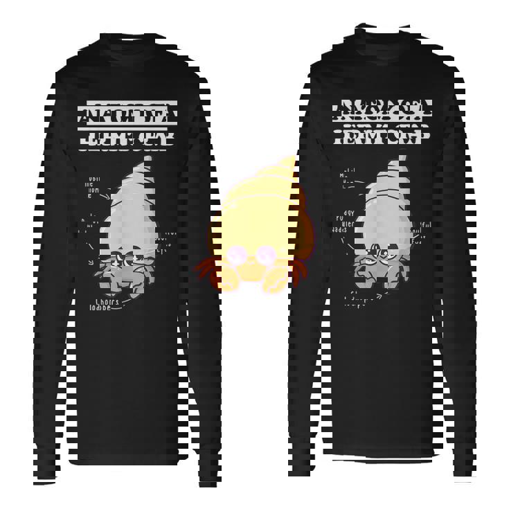 ヤドカリの解剖学 面白い カワイイ ヤドカリ チビ 長袖Tシャツ