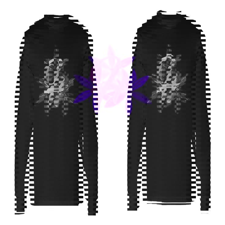 ライラック イニシャル H モノグラム パープル フローラル 長袖Tシャツ