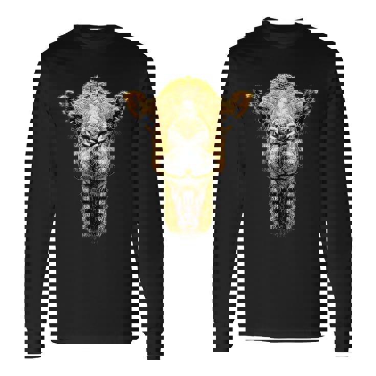 ラクダ ドメダリー バクテリアンラクダ 砂漠サファリ 甘いラクダ 長袖Tシャツ