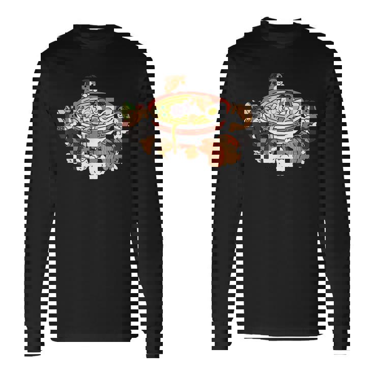 ラーメン 寿司 シェトランド シープドッグ 長袖Tシャツ ギフトのアイデア