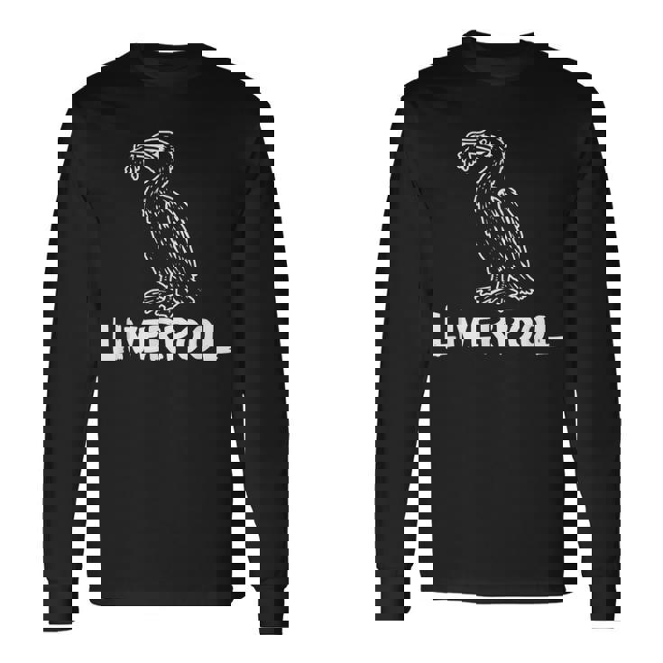 リバプール イングランド リバード Zine インク ホワイトプリント 長袖Tシャツ