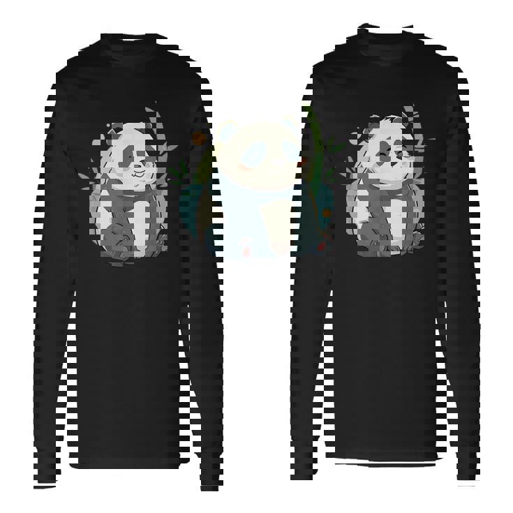 リラックス竹林ぽっちゃりパンダ美学 長袖Tシャツ
