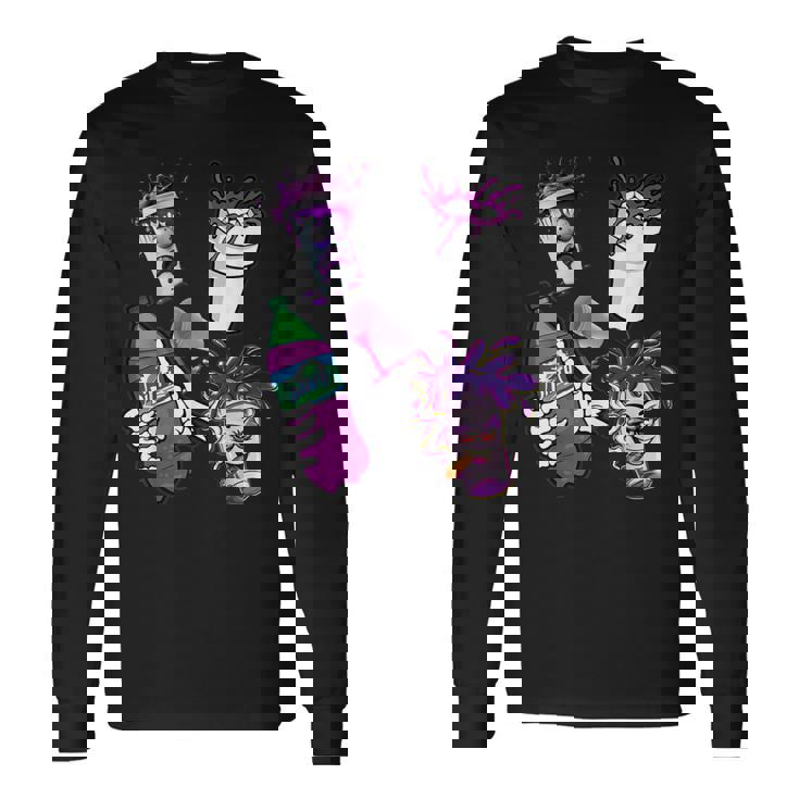 リーンシャツ、パープルドランク、ダーティダブルカップ、リーンラインスモーク 長袖Tシャツ