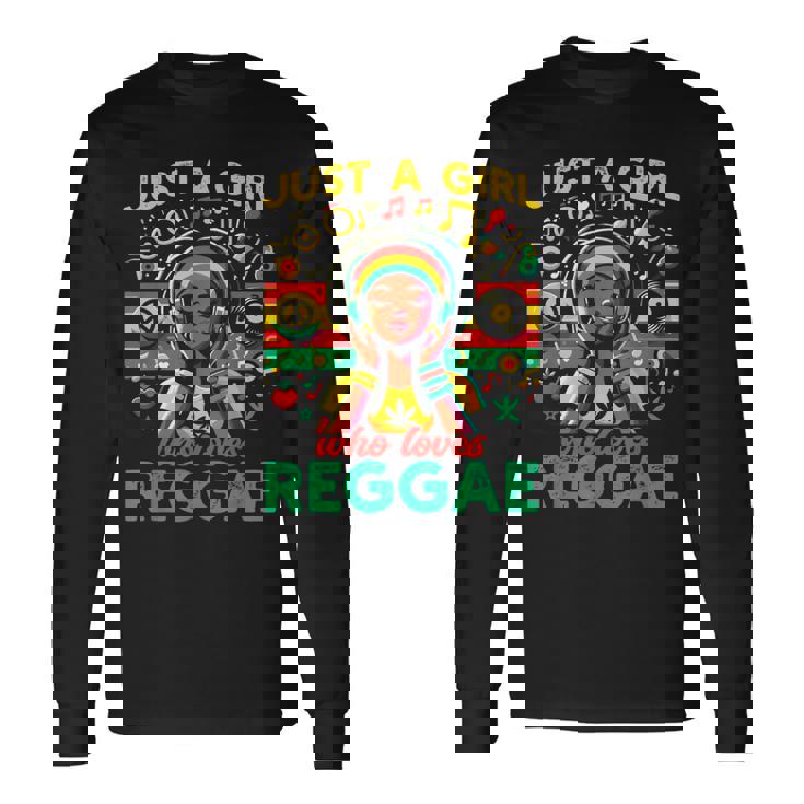 レゲエが大好きな少女 ジャマイカ音楽 おもしろラスタ 長袖Tシャツ