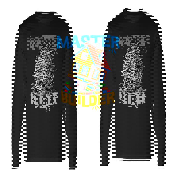 レゴのレンガ造りマスタービルダー面白い曲がった家。 長袖tシャツ 長袖Tシャツ