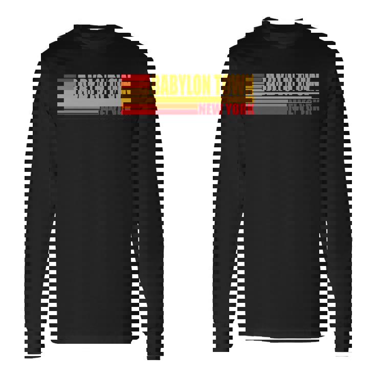 レッド レトロ ヴィンテージ バビロン タウン ニューヨーク州 Ny 長袖tシャツ 長袖Tシャツ