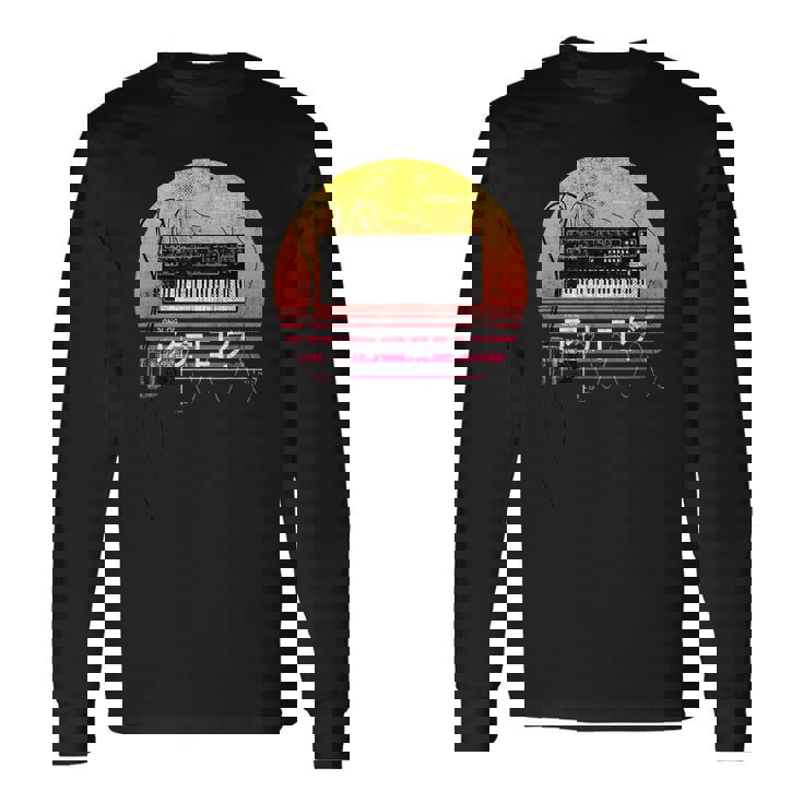 レトロ 80年代 日本風 シンスウェーブ アナログシンセサイザー 長袖Tシャツ