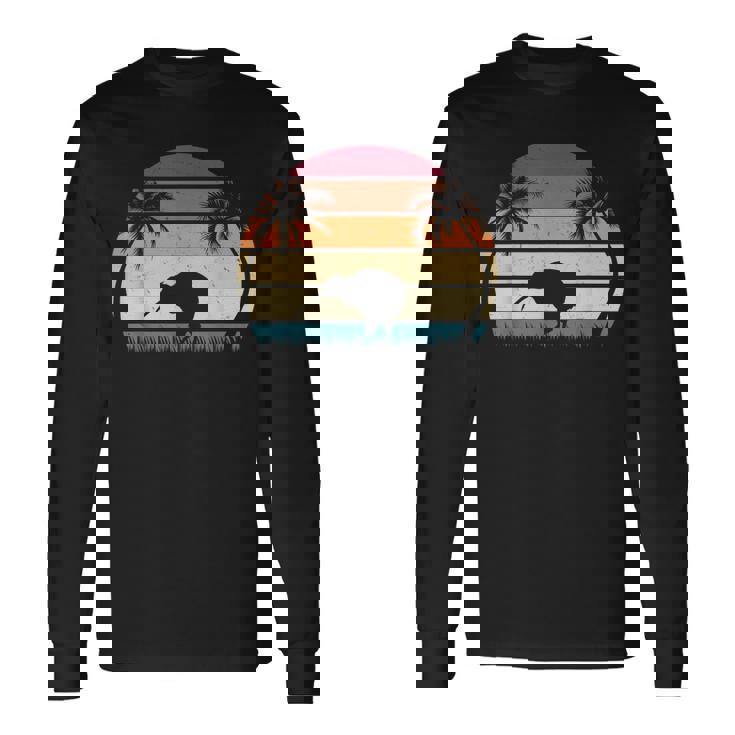 レトロ キウイバード サンセット キウイ鳥 ニュージーランド キウイ鳥 長袖Tシャツ