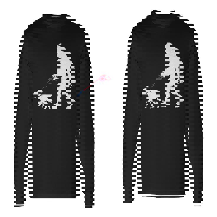 レトロ ビッグフット ウォーキング ブルマスティフ 犬 面白い サスカッチ 長袖tシャツ 長袖Tシャツ