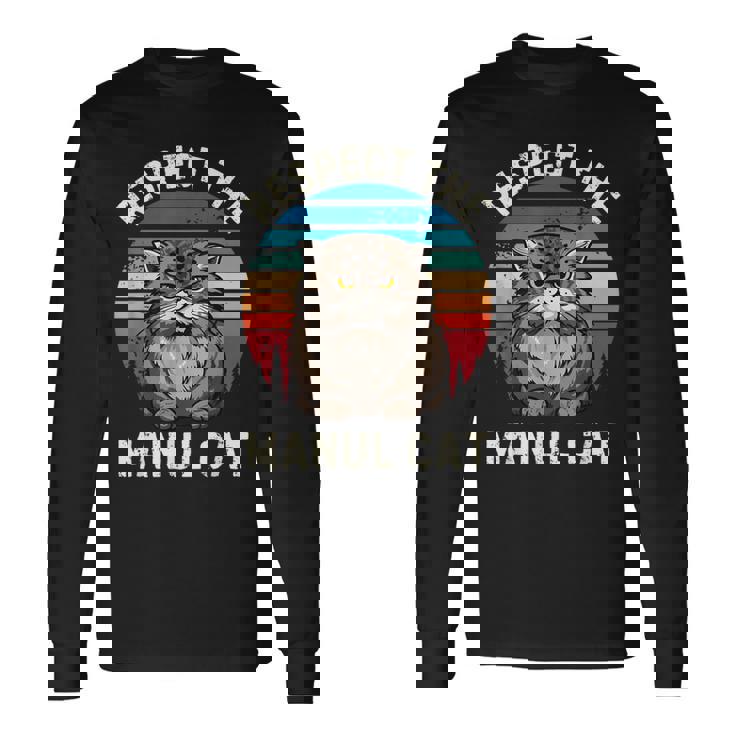 レトロ リスペクト マヌル 猫 ヴィンテージ グランジ マヌル 猫好き 長袖Tシャツ