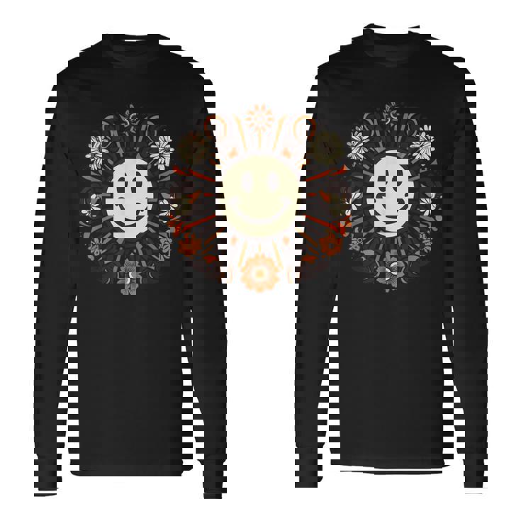 レトロ ヴィンテージ スマイルバイブ モチベーション ポジティブバイブ 長袖Tシャツ