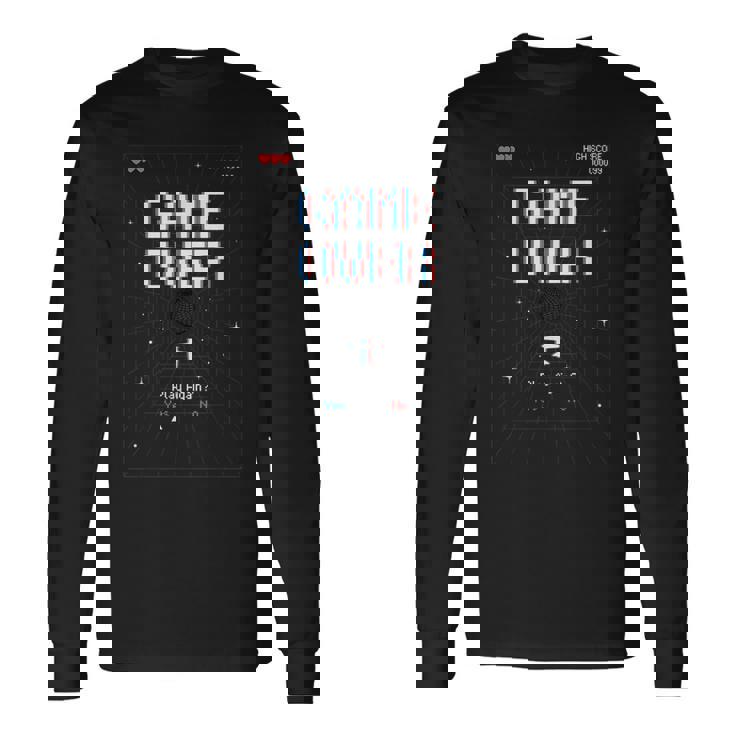 レトロアーケードゲームオーバーゲーム 長袖Tシャツ