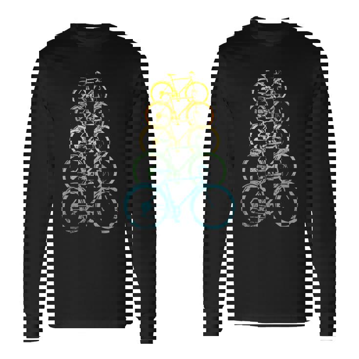 レトロビンテージ自転車モチーフの自転車モチーフ。 長袖Tシャツ