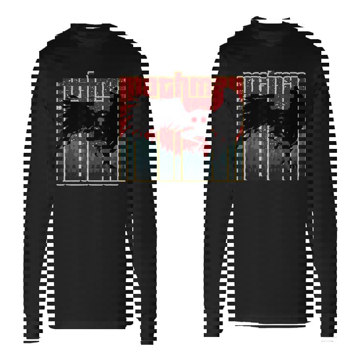 レトロモスマン-オリジナルのウェストバージニアクリプティッドアートワーク 長袖Tシャツ