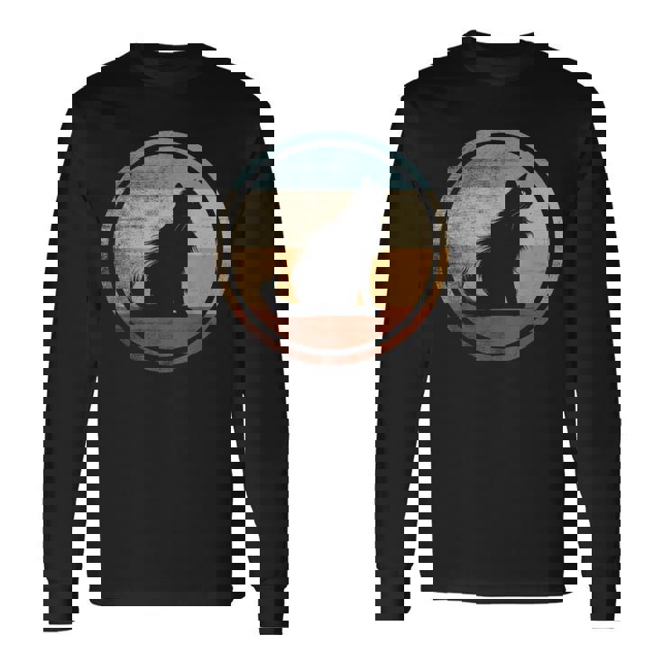 レトロヴィンテージデザインのターキッシュアンゴラ猫 長袖Tシャツ