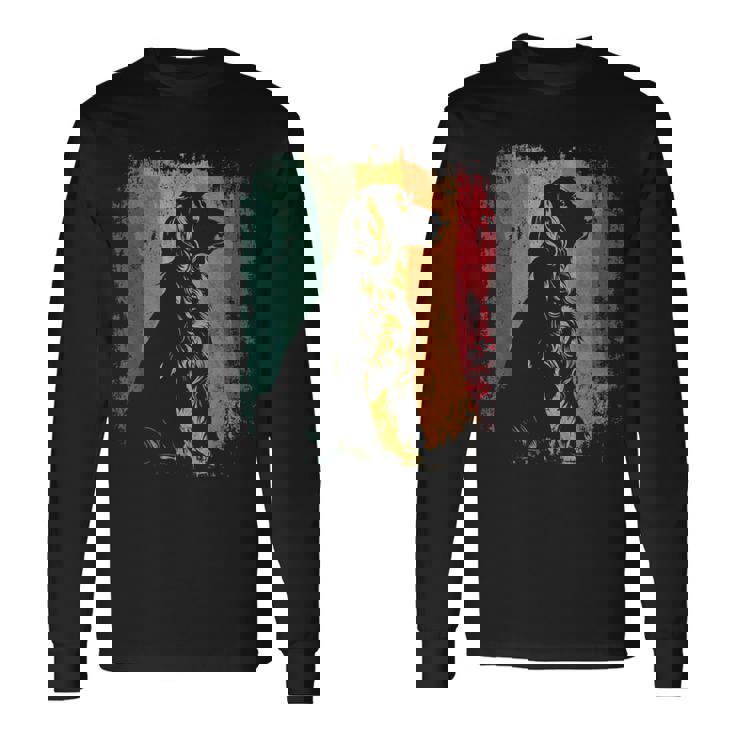 レトロヴィンテージドッグデザインイングリッシュコッカースパニエル 長袖Tシャツ