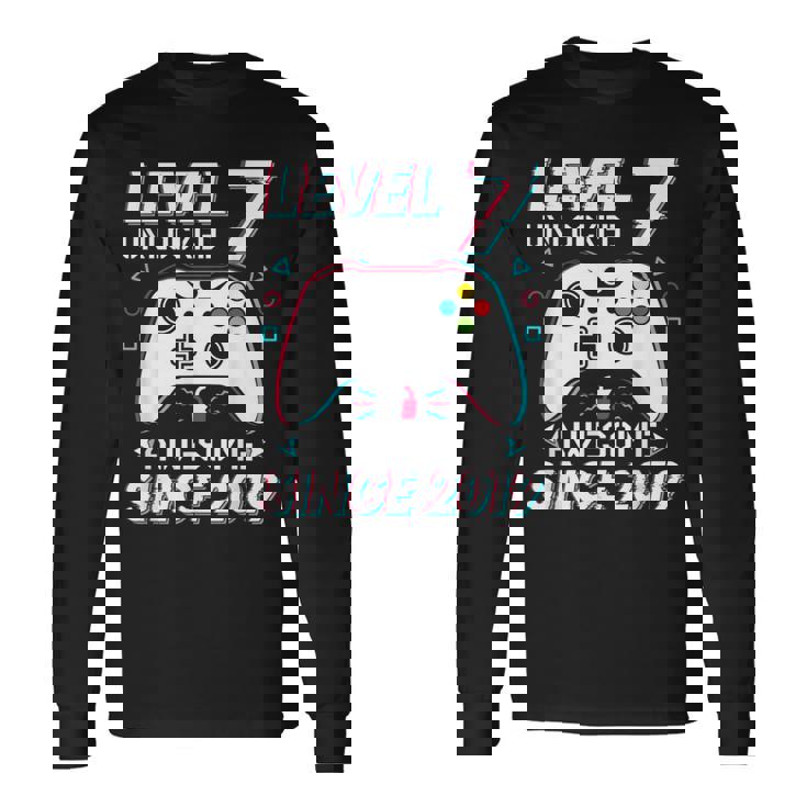 レベル 7 アンロック ビデオゲーム 7歳の誕生日 7歳の男の子 長袖Tシャツ