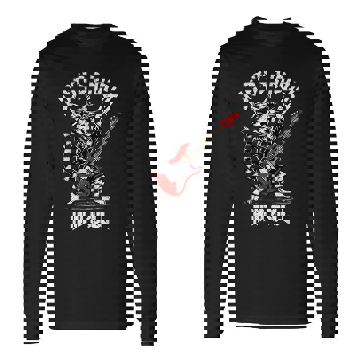 ロックンロール キャット ギタリスト ヴィンテージ ロック&ロール キャット ギター 長袖Tシャツ
