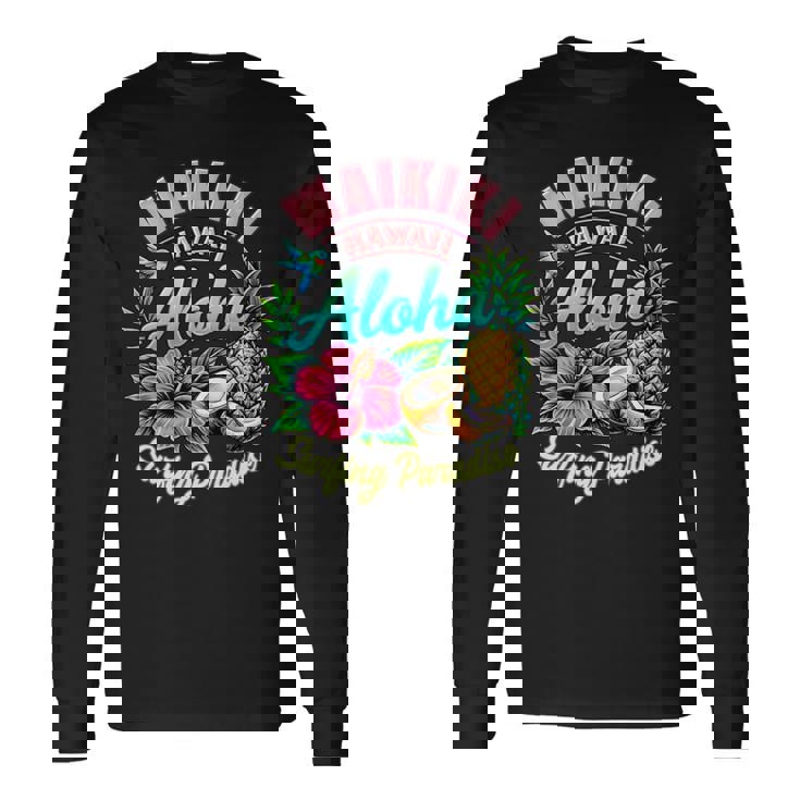 ワイキキ ハワイ アロハ サーフィン パラダイス ハイビスカス パイナップル 長袖tシャツ 長袖Tシャツ