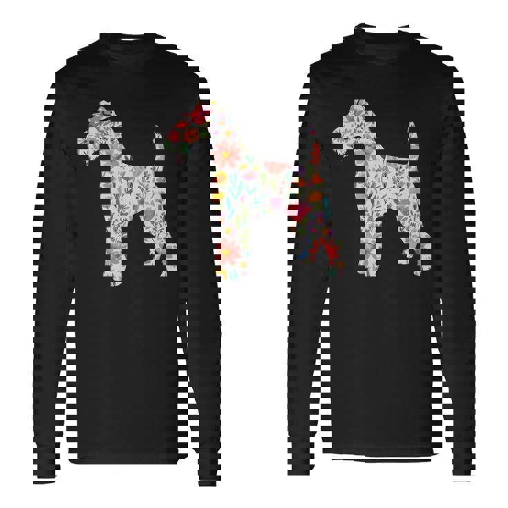 ワイヤーフォックステリア 水彩フラワーデザイン 長袖tシャツ 長袖Tシャツ