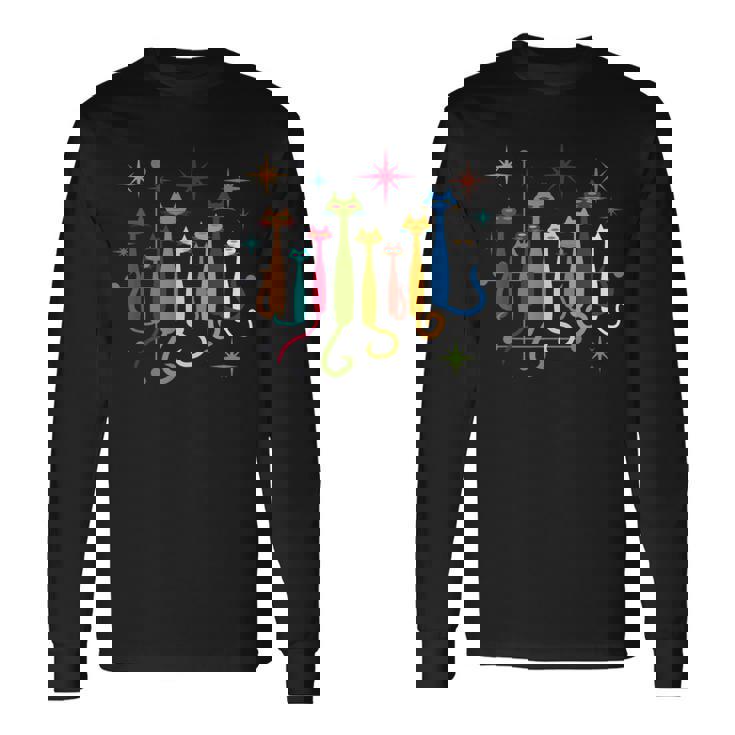 ヴィンテージ レトロ ミッドセンチュリー モダンルック 猫 50年代 60年代スタイル 長袖Tシャツ