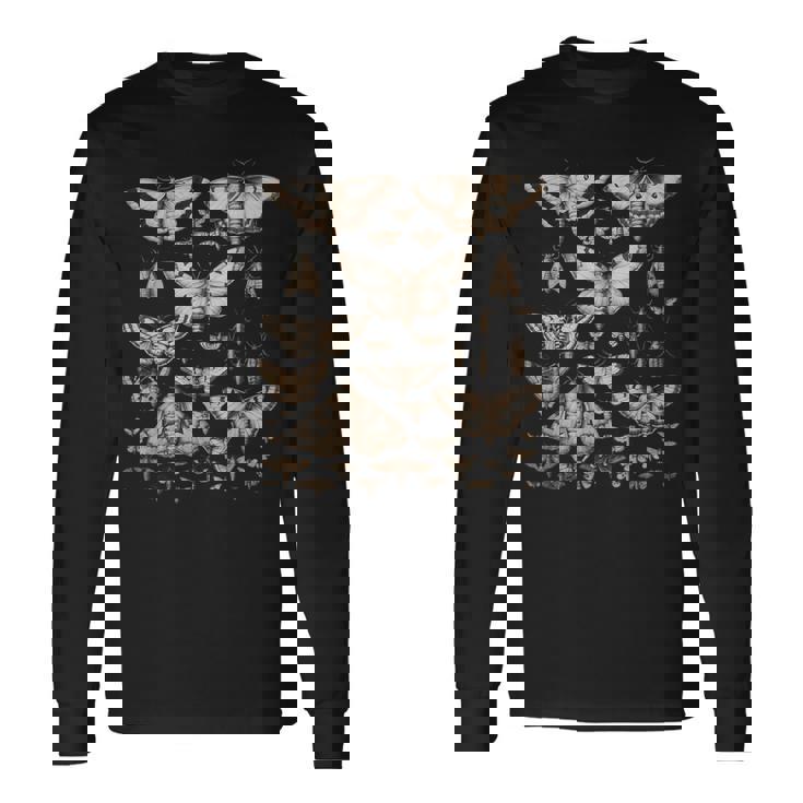 ヴィンテージ 蛾 蝶 自然 イラスト アート 長袖Tシャツ