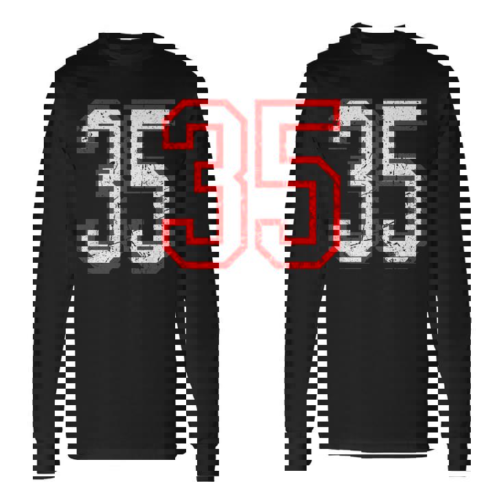 ヴィンテージナンバー 35 ホワイトレッドスポーツ代表チームナンバー 35 長袖Tシャツ