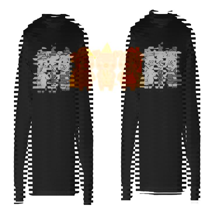 三匹の子ぶたのおとぎ話の絵本 長袖Tシャツ