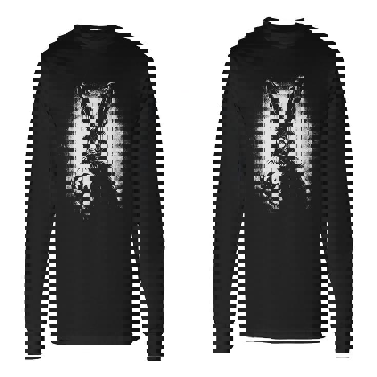 不気味なゴスウサギ、ホラーバニー、奇妙なコアウサギ 長袖Tシャツ ギフトのアイデア