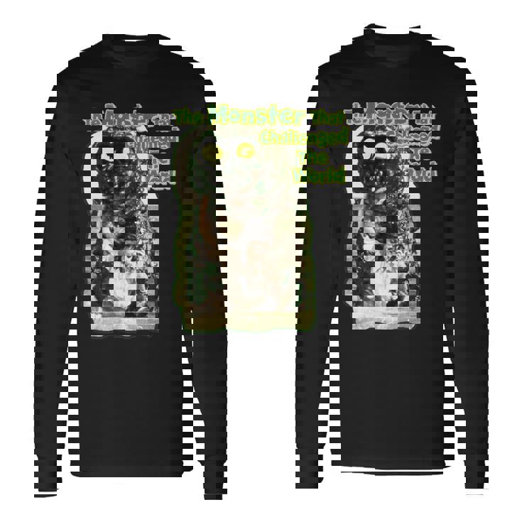 世界に挑んだヴィンテージクラシックホラーモンスター 長袖tシャツ 長袖Tシャツ