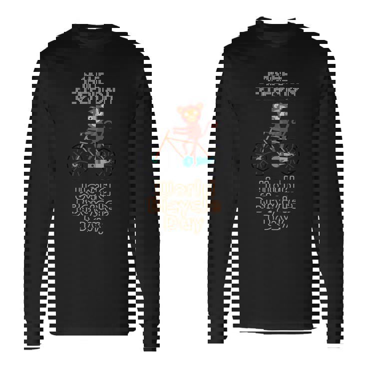 世界自転車の日 モンキーライディングバイク好き 面白いバイク 長袖Tシャツ