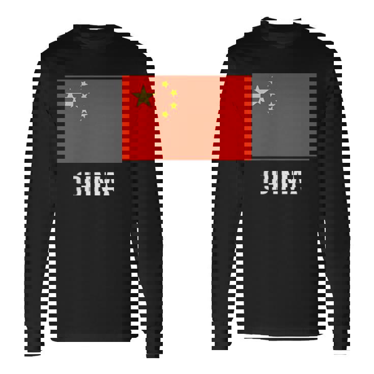 中国国旗シャツ 長袖Tシャツ