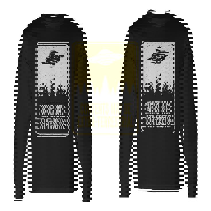 中身は地球外ufo 月曜日 宇宙人宇宙 長袖Tシャツ