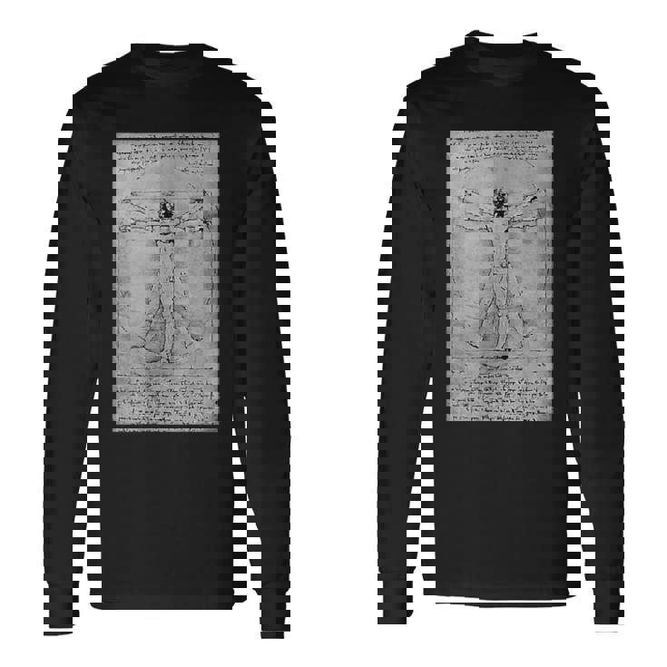 人物レオナルドダヴィンチのプロポーション 長袖Tシャツ
