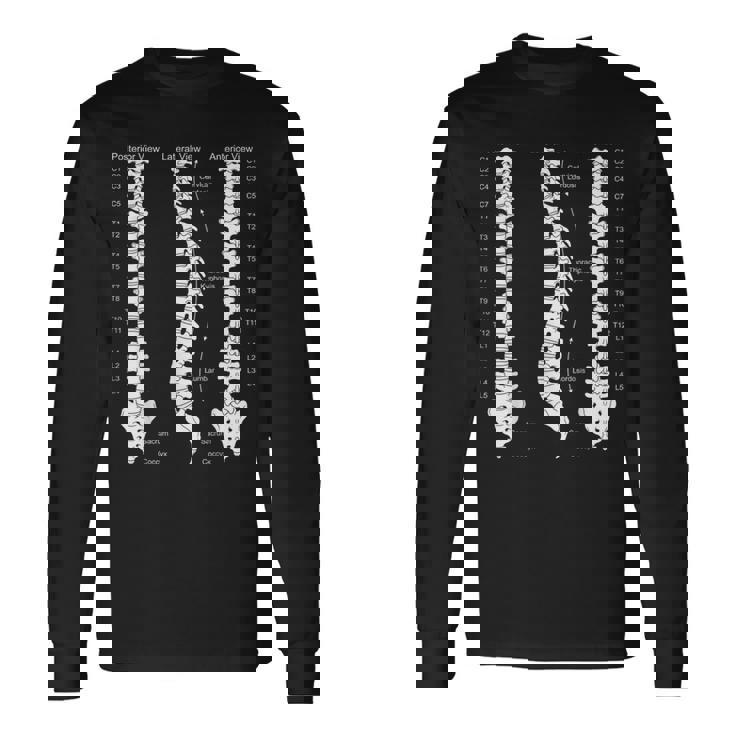 人間の脊椎解剖学カイロプラクティック図 長袖Tシャツ