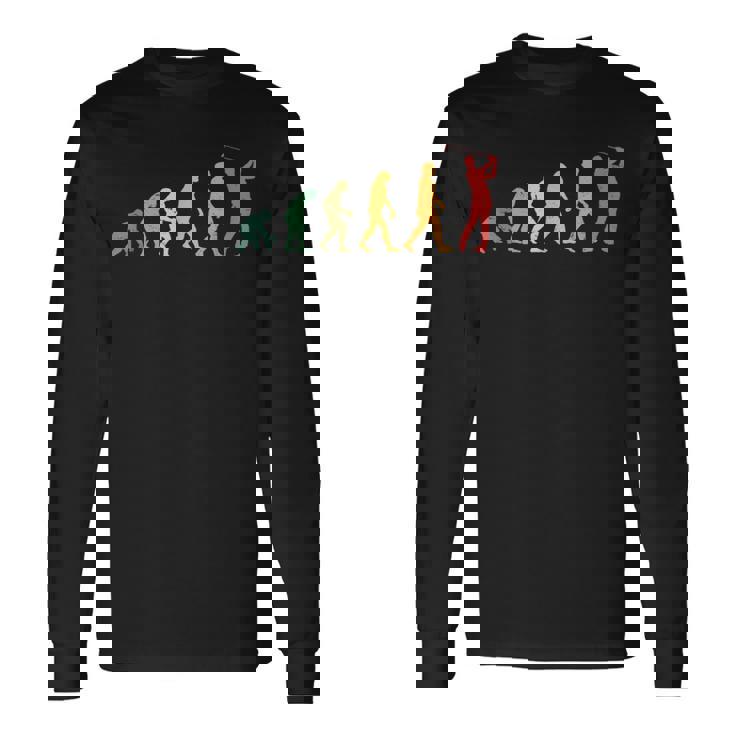 人類の進化 ネタ ゴルフ ゴルフ好き ゴルフファン ゴルファー おもしろ ゴルフ部 長袖Tシャツ