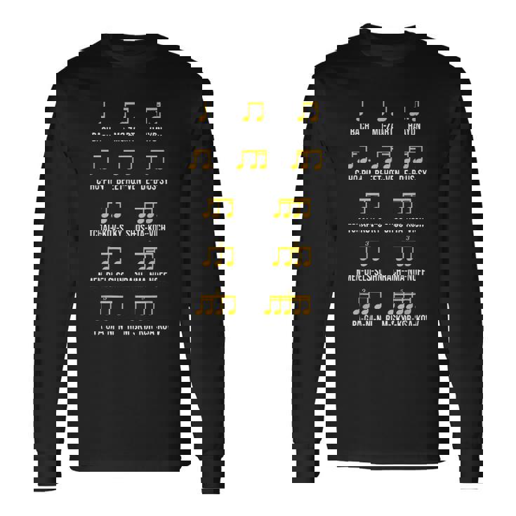 作曲家リズム音楽 バッハ・モーツァルト ベートーヴェン・ショパン 長袖Tシャツ