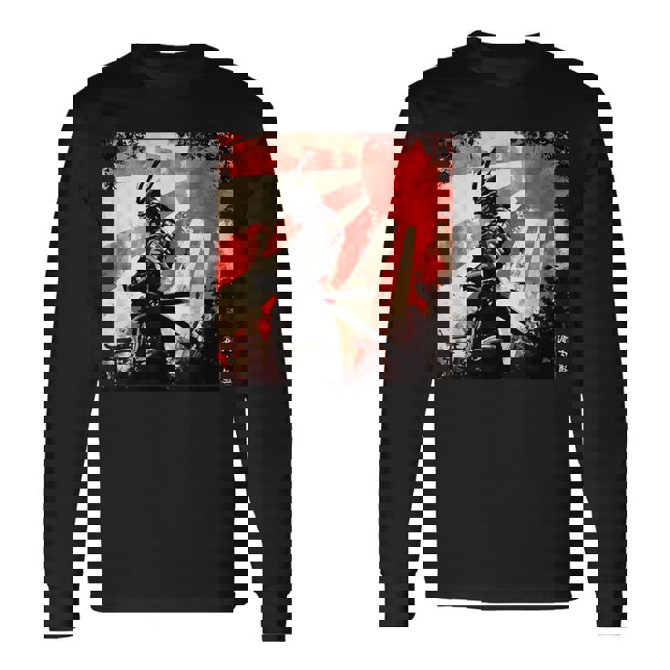 侍 日本のレトロアート 武士道 ヴィンテージ戦士 長袖Tシャツ