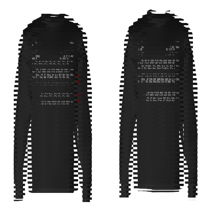 元素周期表 元素記号 理科 物理 数学 数式 公式 化学式 サイエンス おもしろ メンズ キッズ おしゃれ 黒 元素 長袖tシャツ 長袖Tシャツ