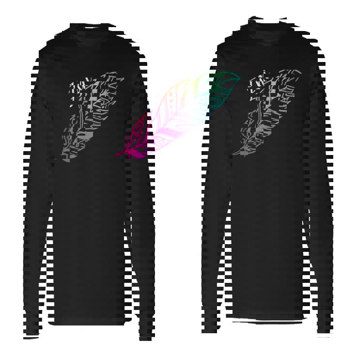 先住民フェザーtシャツ ネイティブアメリカン ズニ族 長袖Tシャツ