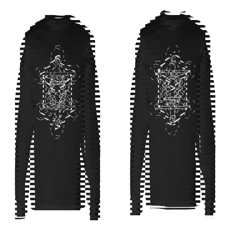 六面体 プラトニックソリッド 神聖幾何学 長袖tシャツ 長袖Tシャツ