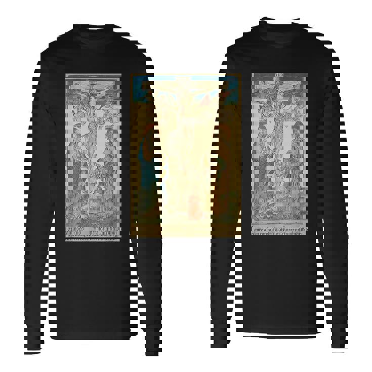 十字架上のイエス 中世美術 キリスト教 カトリック 長袖Tシャツ ギフトのアイデア