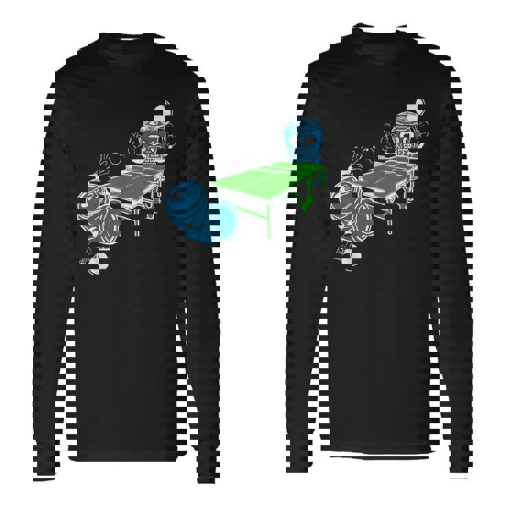 卓球 おもしろビール ピンポン 長袖Tシャツ