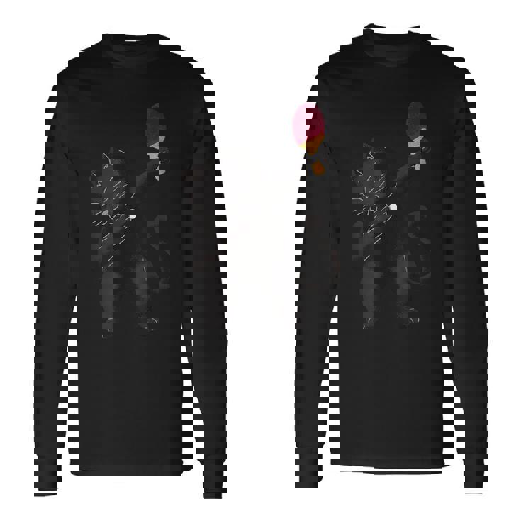 卓球黒猫ピンポン服 猫ピンポン 長袖Tシャツ ギフトのアイデア