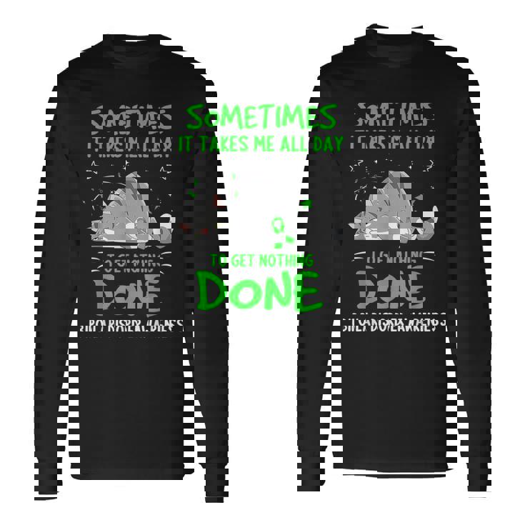 双極性障害啓発猫リボン 長袖Tシャツ