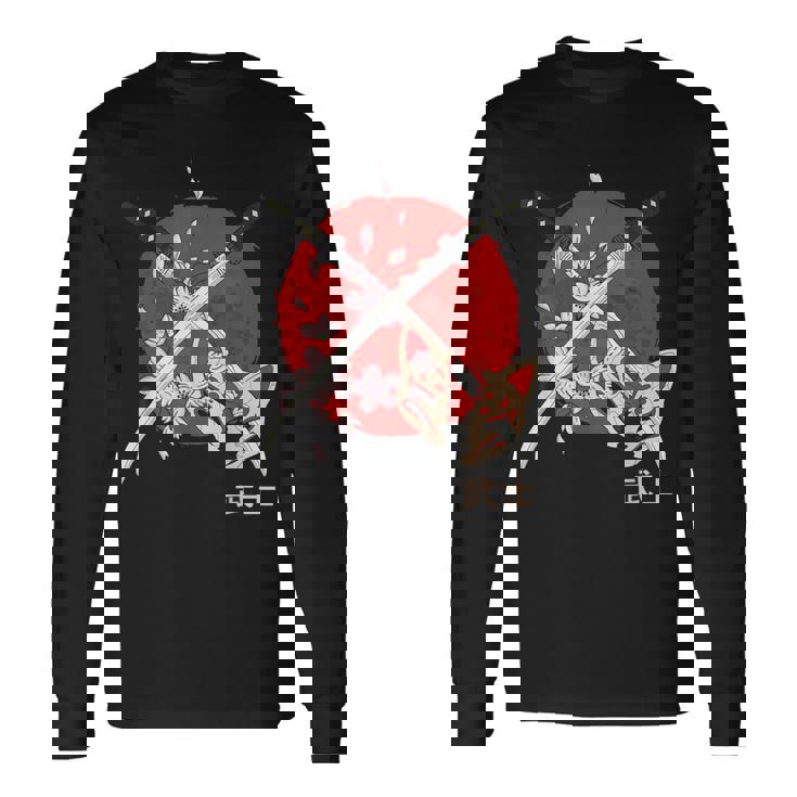 古代日本の桜 侍刀 長袖Tシャツ