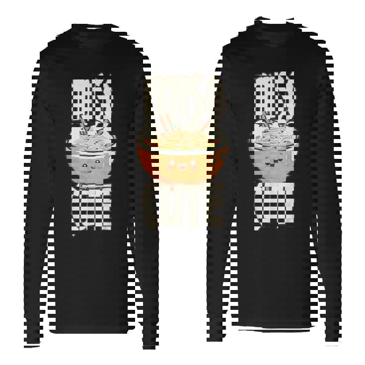 味噌 かわいい 和 ラーメン 味噌 長袖Tシャツ