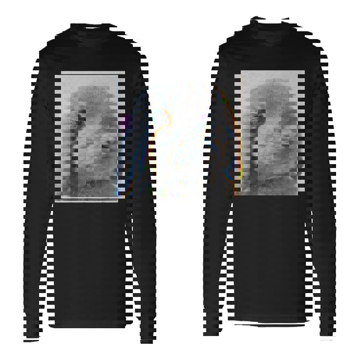 垂れ耳うさぎのレトロ写真 長袖Tシャツ