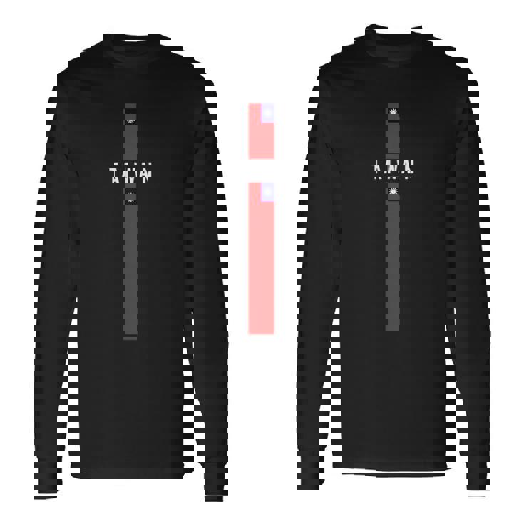 大文字で「Taiwan」の文字が入った縦型台湾国旗 長袖Tシャツ