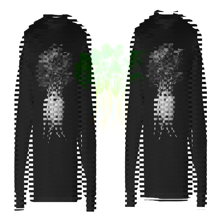 大根 野菜 グラフィックアート 大根 長袖Tシャツ